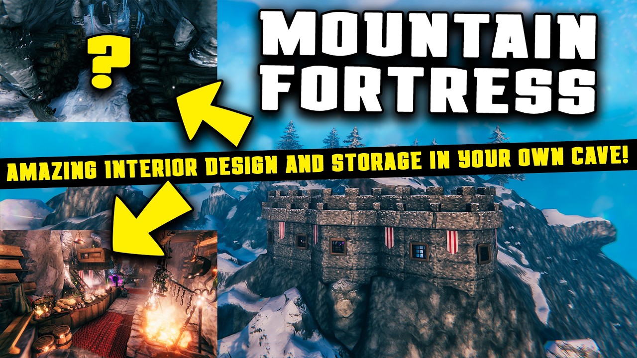 Mountain Fortress Cave Base with Incredible Interior & Storage | Valheim