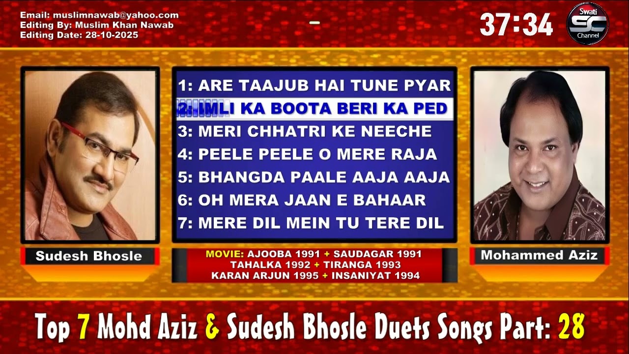 YouTube에서 Mohd Aziz & Sudesh Bhosle Top 7 Songs, Part, 28 보기 YouTube에서 Mohd Aziz & Sudesh Bhosle Top 7 Songs, Part, 28 보기