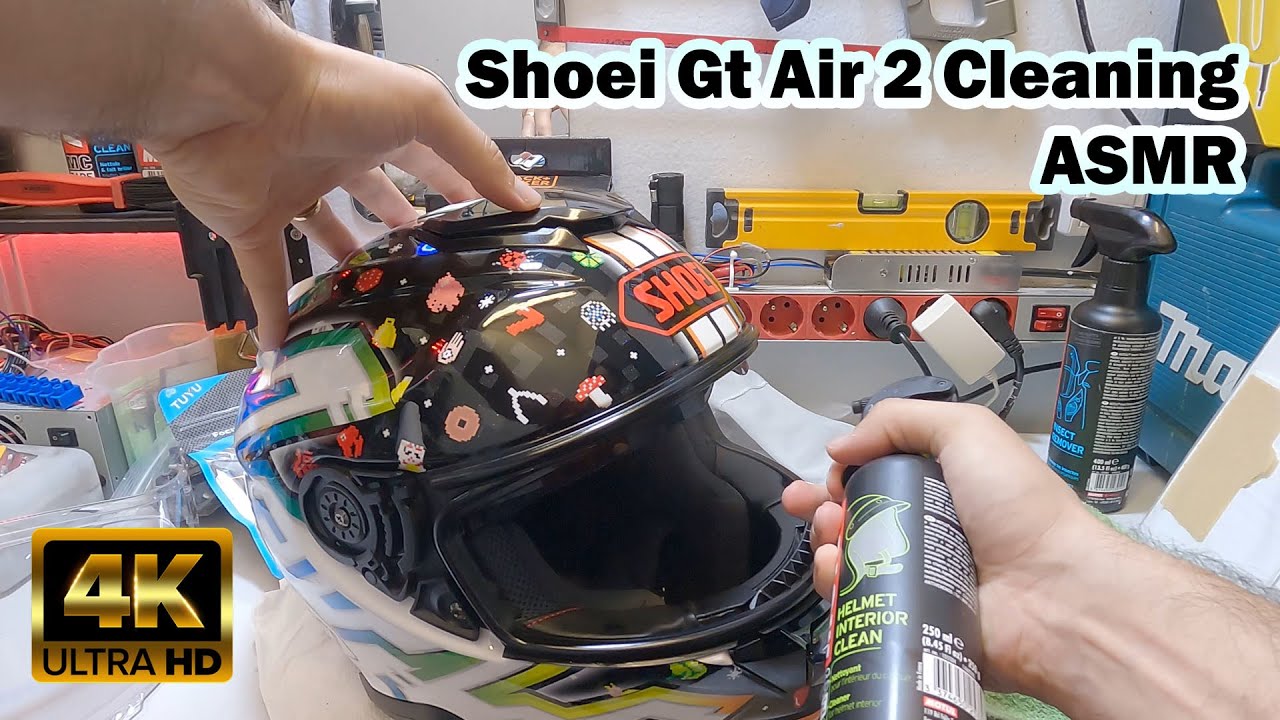 Shoei Gt Air 2 Cleaning & TUYU Customized CNC Aluminium Helmet Chin Mount ASMR 4K YouTube