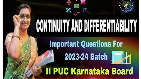 Continuity and differentiability || Important Questions Fixed for 2nd PUC Mathematics Exam 2023-24🔥🔥