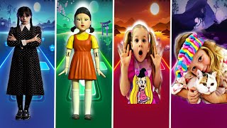 Wednesday vs Squid game vs Diana and Roma vs Like Nastya vs Coffin dance song vs Tiles Hop Zay 🎶 screenshot 2