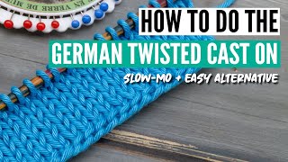 How to do the German twisted caston (in  slowmotion) + easy alternative and purlwise method