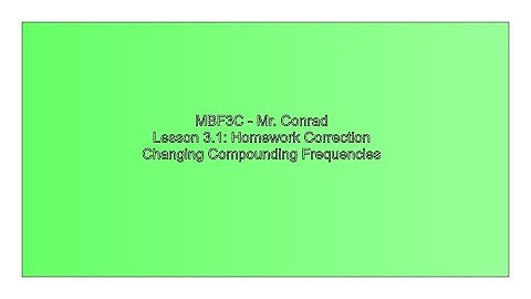 MBF3C Finance Lesson 3.1 Homework Correction