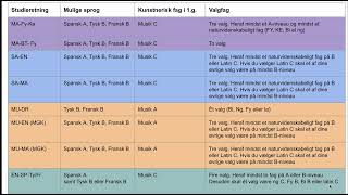 Info om studieretning og valgfag 2025