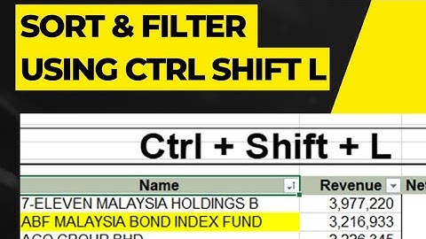 Sort & Filter using Keyboard shortcut of Ctrl Shift L