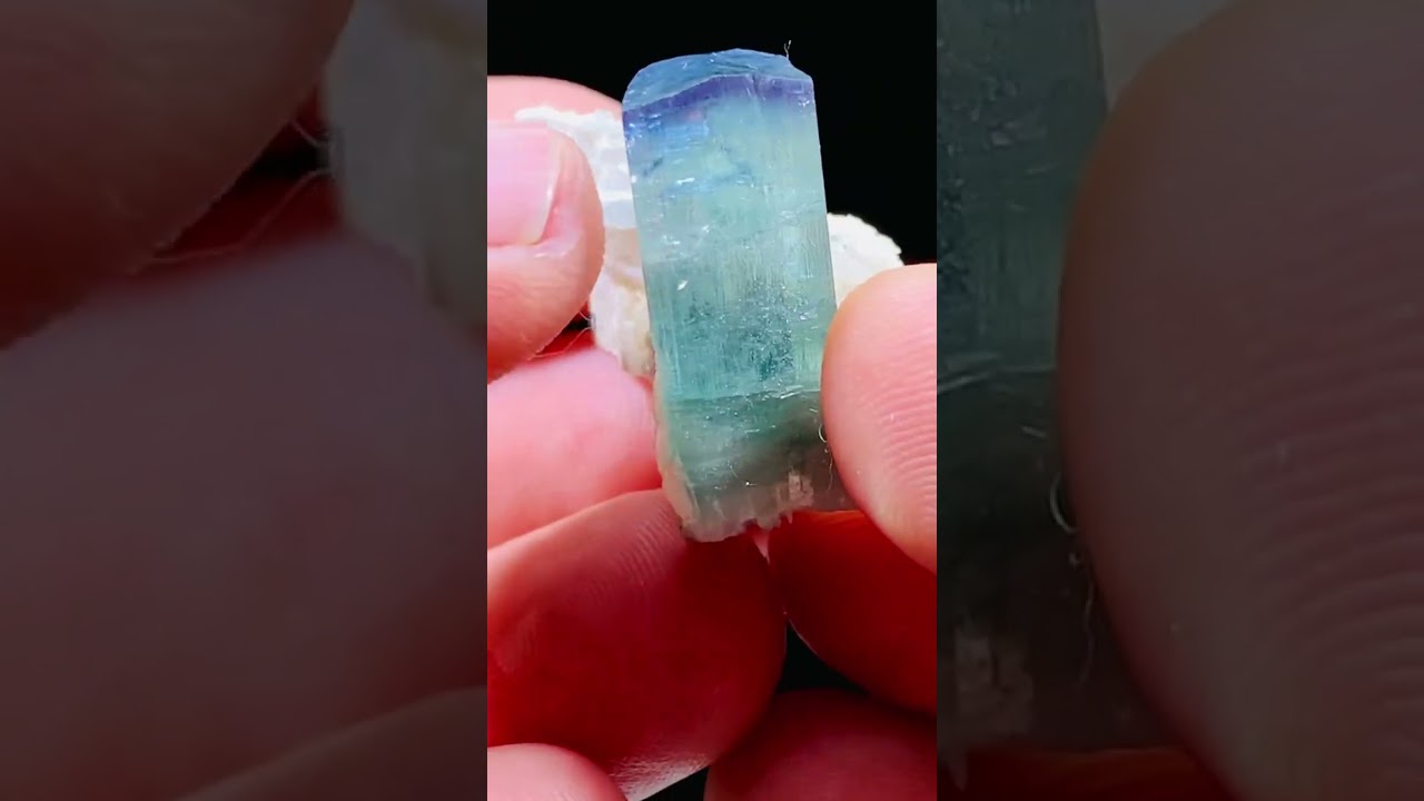 Blue Paraiba Tourmaline crystal with albite from Afghanistan