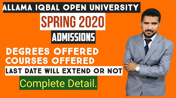 AIOU SPRING 2020 : ADMISSIONS EXTENDED || LAST DATE || SPRING 2020 || AIOU