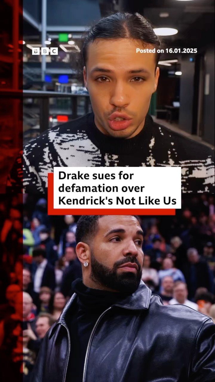 Drake sues for defamation over Kendrick Lamar's Not Like Us. #Drake #BBCNews