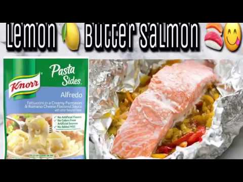 Baked Lemon 🍋 butter Salmon 🍣😋 in foil | With Knorr Fettuccine