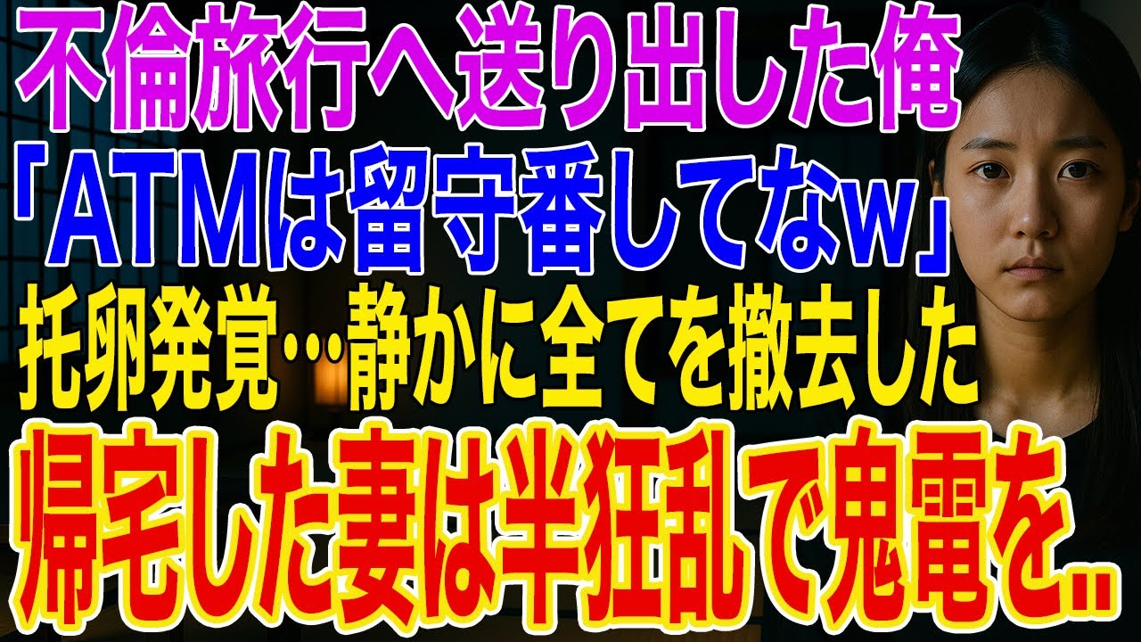 【修羅場】妻「不倫旅行行ってくるわ♪ATMは留守番してなw」俺「いってらっしゃい」妻の留守中に托卵発覚→家具家電を全て撤去し姿を消すと➡帰宅した妻が半狂乱で鬼電してきた結果
