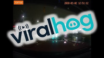 Red Light Runner Nearly Causes Accident on Wet Roads || ViralHog