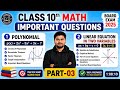 Polynomial & Linear Equation Important Questions | Class 10 Maths Part-03