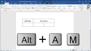 Shortcut key to Merge Column and Row in Table in Word