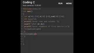 Learn 2D Array Fast 💻🔥 | Matrix Program in C #codes #cstudent #shortsviral #youtubeshorts #coding