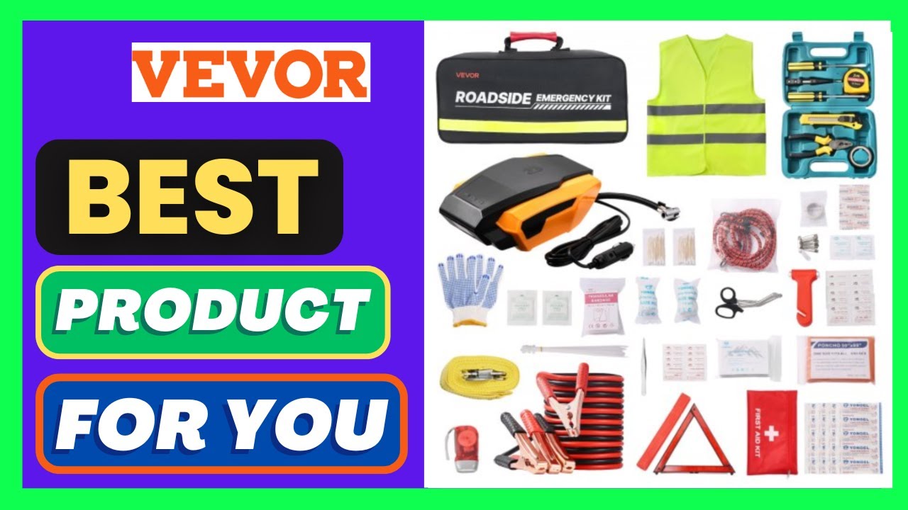 VEVOR Car Emergency Kit, 2-in-1 First Aid Kit with Jumper Cables, Essential Roadside Emergency Car