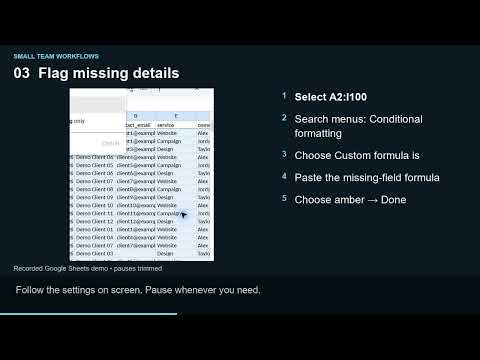 Build a Client Intake Tracker in Google Sheets | Owners & Missing Info