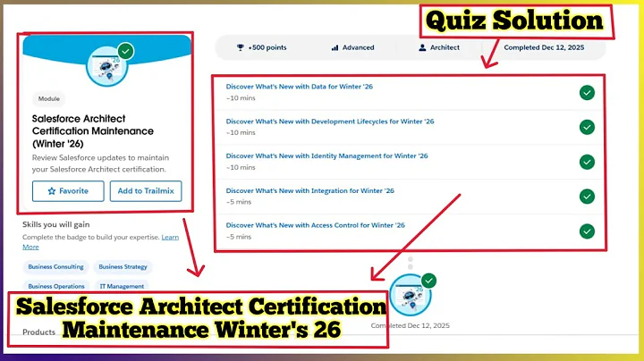 Salesforce Architect Certification Maintenance Winter '26 | Salesforce Trailhead | Quiz Solution