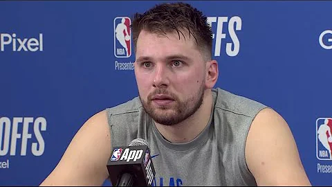 Luka Doncic press conference interrupted by awkward background noise