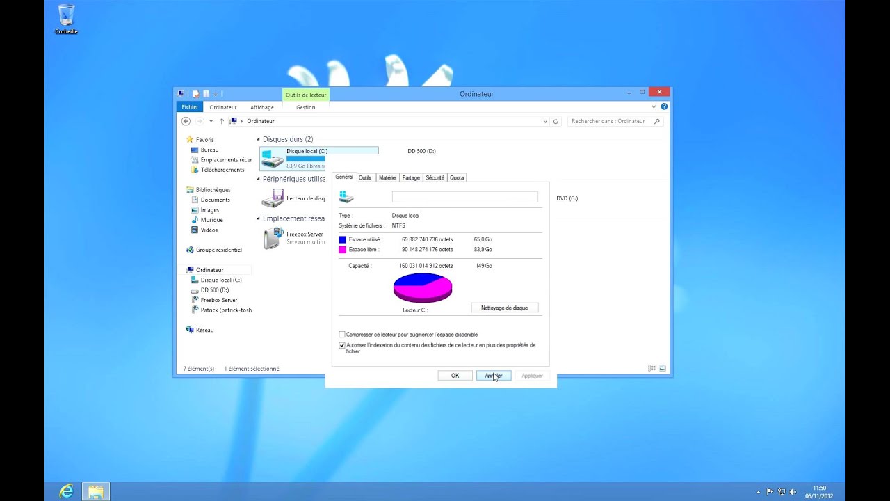 Tuto Connaître d'espace libre disponible sur son disque dur (Windows 8) -  YouTube