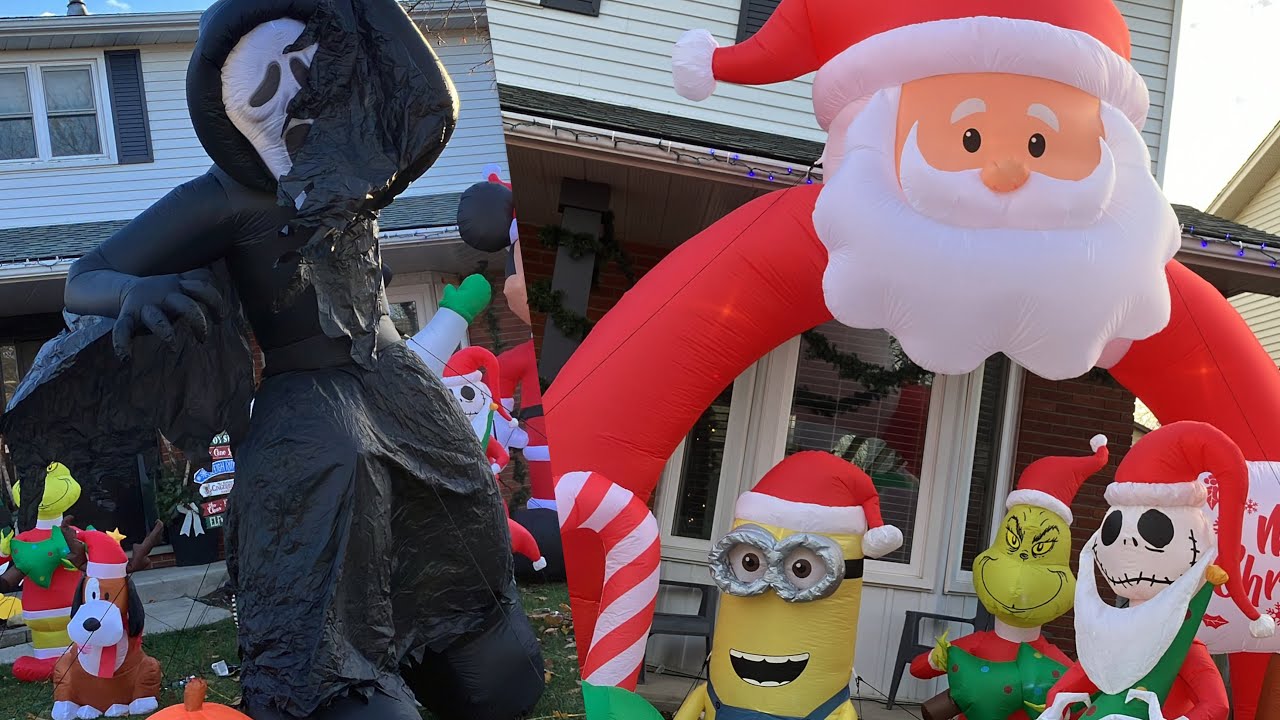 Santa archway & 12ft ghostface inflatable 