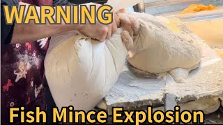 爆量魚漿的炸旗魚串，臺灣街邊的奇特小吃 Exotic fish mince explodes !  Black drinks called ‘Fairy Grass’