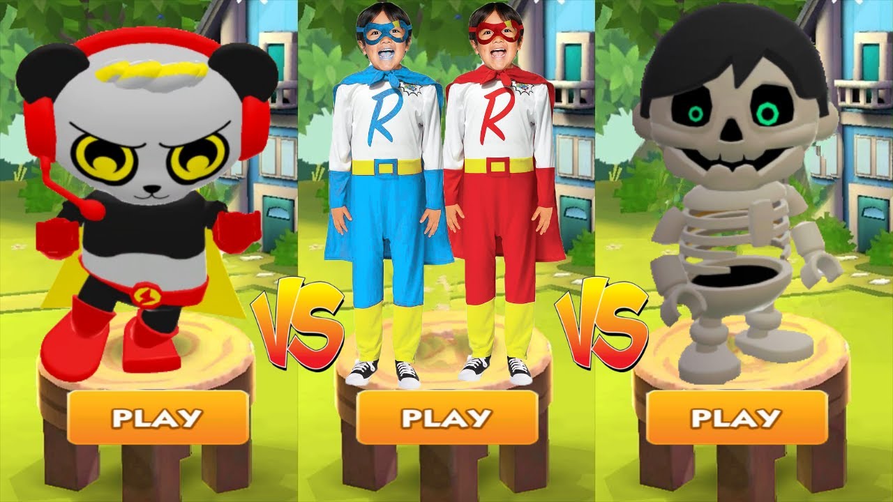 Tag with Ryan Skele-Ryan vs Combo Panda - All Characters Unlocked All Costumes Gameplay All Vehicles