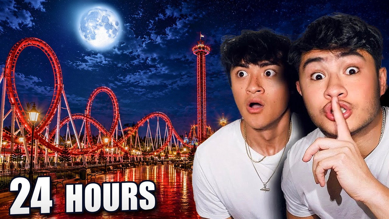 24 HOUR OVERNIGHT CHALLENGE in AMUSEMENT PARK!