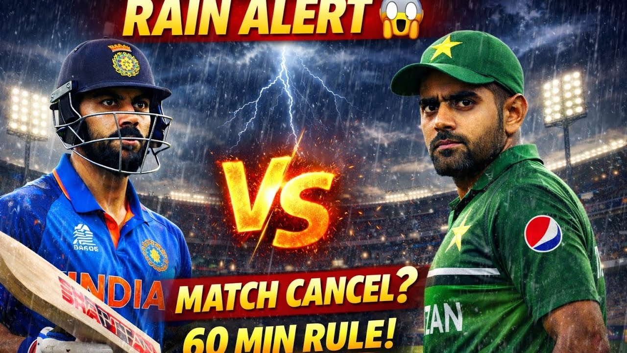 IND vs PAK Rain Alert 😱 Match Cancel? 60 Min Rule Explained!