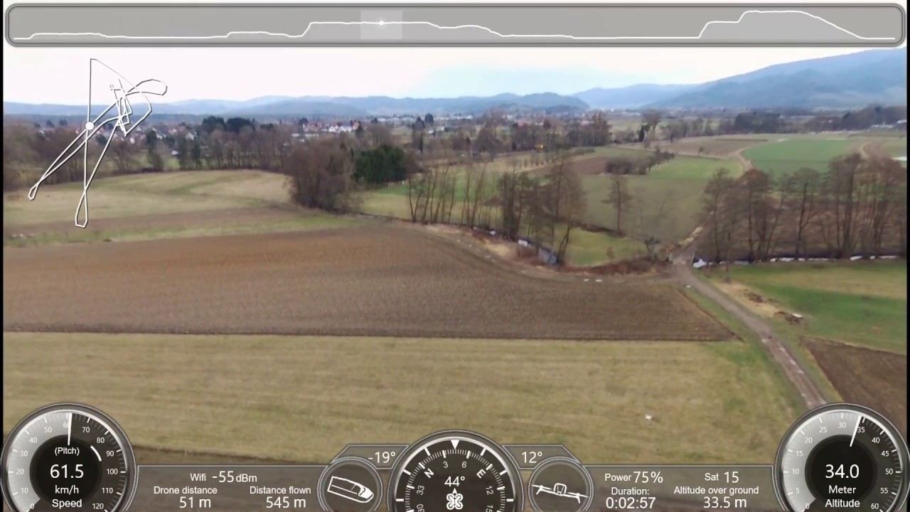 Instrumentenflug - Parrot Bebob 2 Video mit Instrumentenoverlay