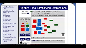Simplifying expressions with algebra tiles