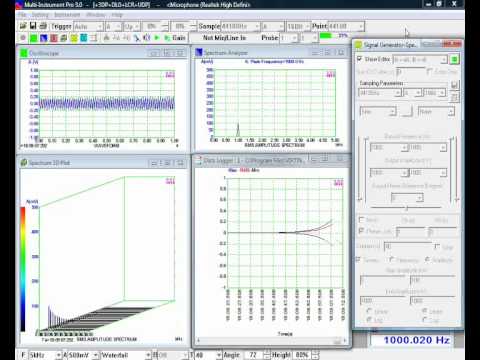40s 1kHz Logarithmic Amplitude Sweep with Waterfall Plot