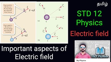 Important aspects of Electric field||Ln 1||Electrostatics|||STD 12 Physics||Tamil||sky physics