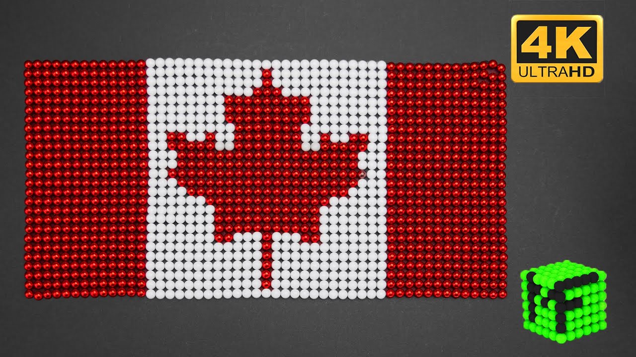 Flag of Canada, magnet flag, magnet cube making, ASMR video, 4K