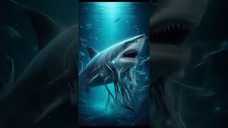 Futuristic Shark Vs Squid A Deep Sea Battle