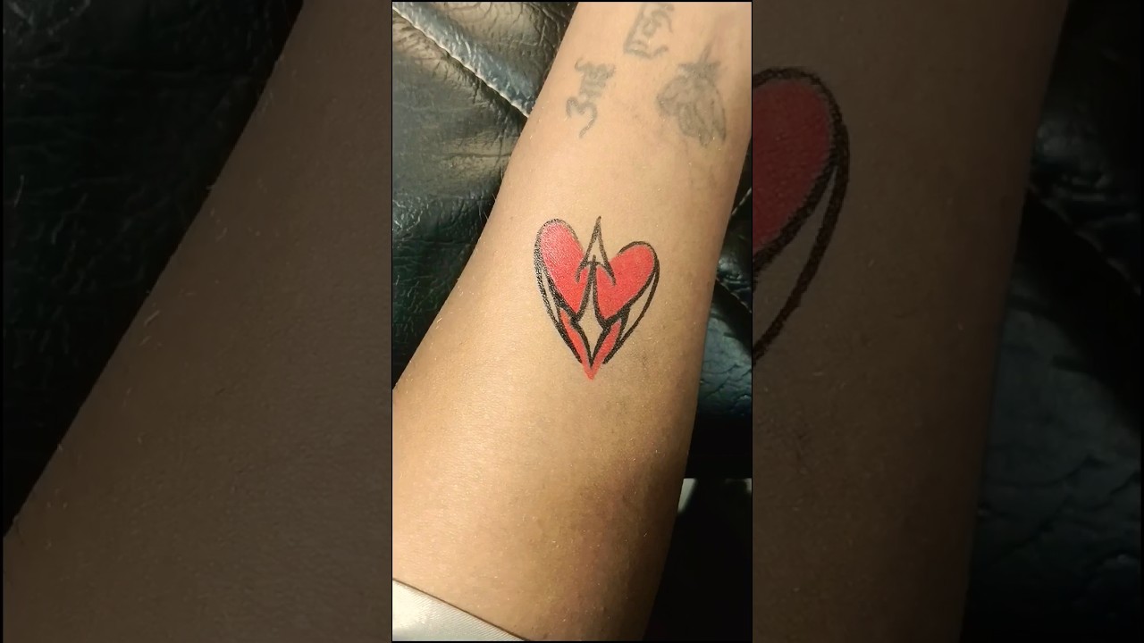 Red Heart Tattoo With Pen 🖊️