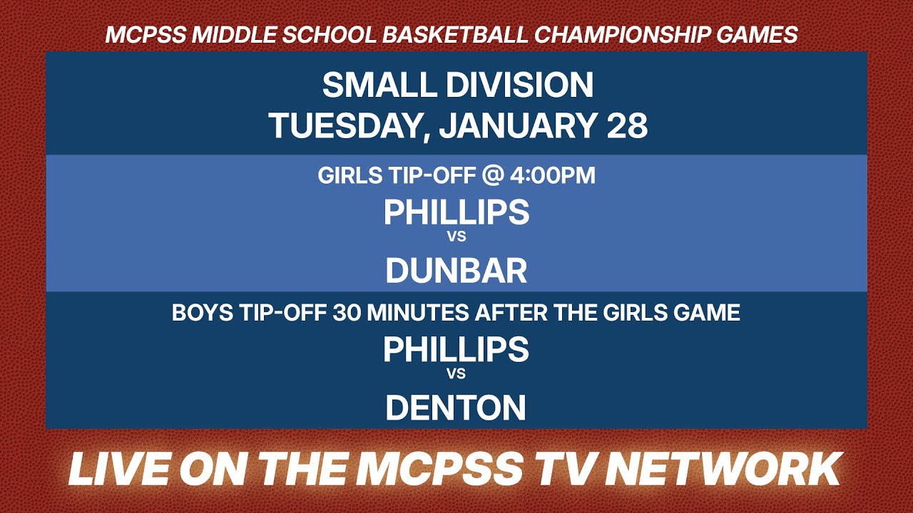 MCPSS Middle School Basketball Small Division Championship Games - 1/28/2025