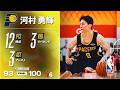 【攻守で魅せた💪】河村勇輝が3ポイント1本を含む12得点❗️