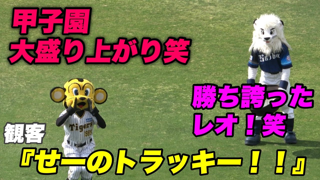 【面白しろすぎる！笑 どっちが声援が大きいかを勝負しホームのトラッキーが負けてブチ切れる笑】阪神対西武