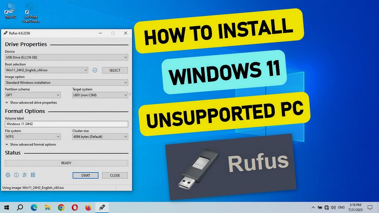Windows 11 Installation Using Rufus How to Install Windows 11 on Unsupported PC using RUFUS - YouTube