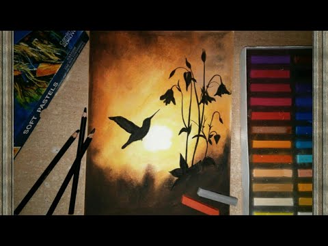 Soft pastels easy drawing - sunset scenery - for beginners 