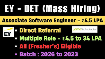 EY ASE Hiring 2025 | Direct Test Hiring 2025 | EY Hiring 2025 | 2025 Batch Hiring OFF Campus