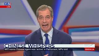 Nigel Farage reacts to warnings from MI5 about a Chinese agent in Parliament