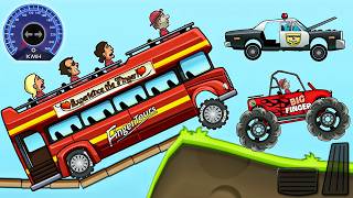Hill Climb Racing - Bus & Police Car Max Distance Fully Upgraded Matchup & Stunt Challenge screenshot 1