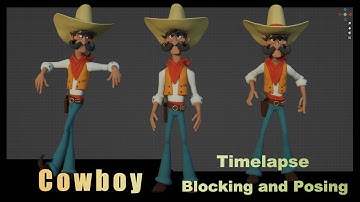Timelapse blocking and posing a Cowboy in Blender with BlockSurfaces addon #blender #3d #charcter