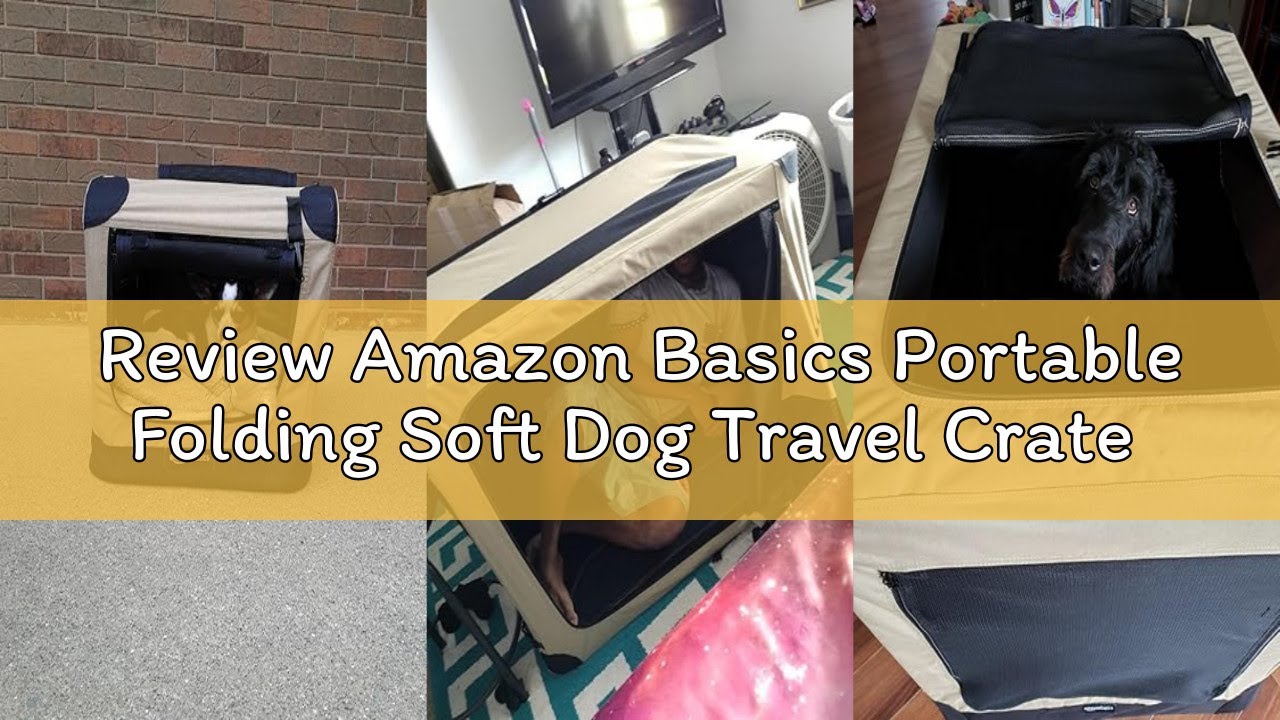 Review Amazon Basics Portable Folding Soft Dog Travel Crate Kennel - 76.2cm x 53.3cm x 53.3cm, Tan