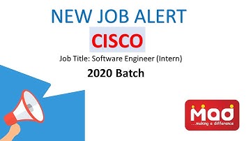 Cisco Software Engineer (Intern) opportunity for 2020 Batch