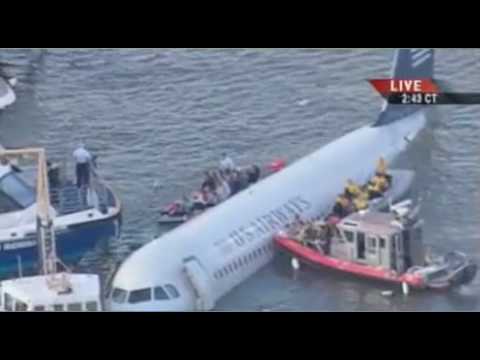 A US Airways plane crashed into the Hudson River on Thursday afternoon after striking a bird that disabled two engines, sending passengers fleeing for safety in the frigid waters, a government official said. Federal Aviation Administration spokeswoman Laura Brown said the US Airways Flight 1549 had just taken off from LaGuardia Airport en route to Charlotte, NC, when the crash occurred in the river near 48th Street in midtown Manhattan.