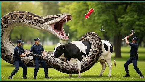 🐮 GIANT WHITE PYTHON vs COW | Epic Dog & Rescue Team Save! 😱