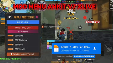 Hack FF OB50 | Mod Menu ANKIT V7 , Auto Headshot, Aimbot, Aimfov, ESP Định Vị