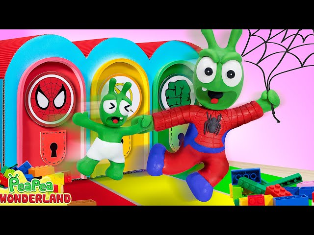 Pea Pea Explores SUPERHERO Doors | PeaPea Wonderland - Fun story for kids class=